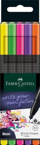 Faber-Castell, FABER-CASTELL Finepen Grip 0.4mm 151603 5 couleurs, Neon