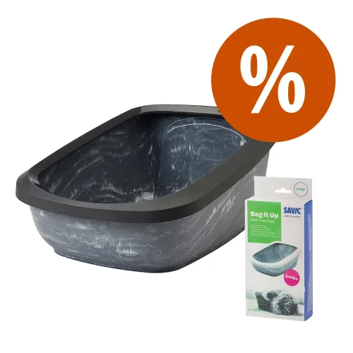 Savic, Savic Katzentoilette Aseo Jumbo marble - grau marmoriert / schwarz