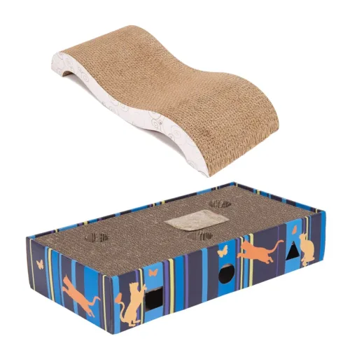zooplus Exclusive, Kratzmöbel Scratch & Play - L 45,5 x B 24 x H 9,3 cm mit 2 Bällen
