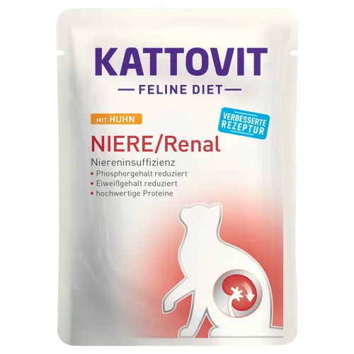 Kattovit, Kattovit Feline Diet Niere/Renal mit Huhn, Nassfutter für Katzen (85g)