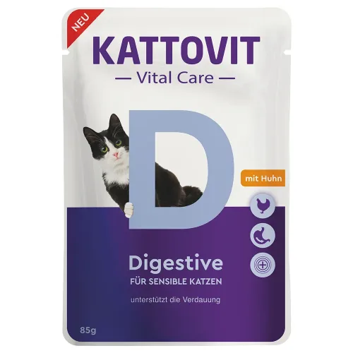 Kattovit, Kattovit Vital Care Digestive mit Huhn, Nassfutter für Katzen (85g)