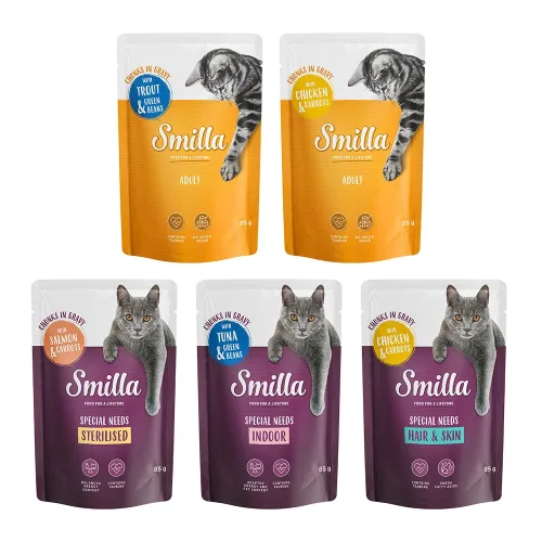 Smilla, Smilla Frischebeutel Adult Häppchen mit Gemüse - Mixpaket (12 x 85 g)
