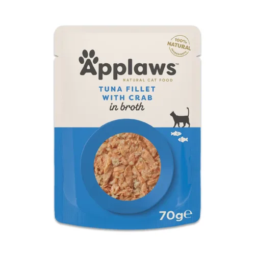 Applaws, Applaws Thunfischfilet mit Krabbe in Brühe, Nassfutter für Katzen (70g)