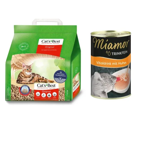 Cat's Best Original Katzenstreu + Miamor Trinkfein Vitaldrink 135 ml gratis! - 5 l (ca. 2,1 kg)