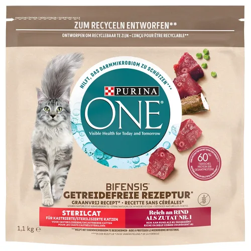 ONE, Purina ONE Trocken-Katzenfutter Grain Free Sterilcat Rind