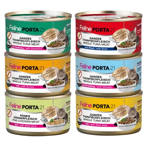 Porta 21, Feline Porta 21 Katzenfutter Sparpaket 48 x 90 g - Hühnerfleisch mit Aloe