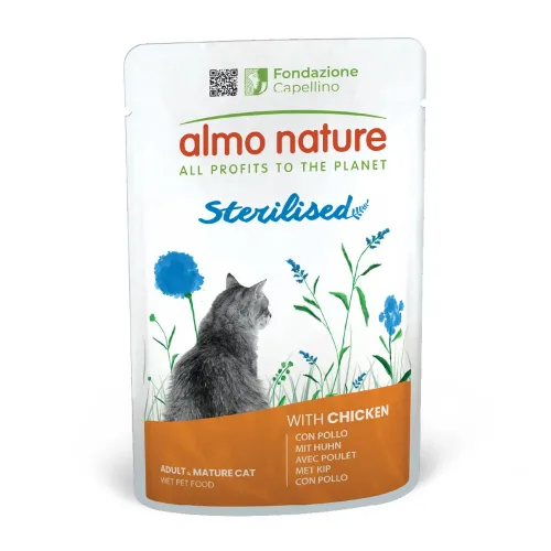 almo nature, Almo Nature Holistic Sterilised mit Huhn, Nassfutter für Katzen (70g)