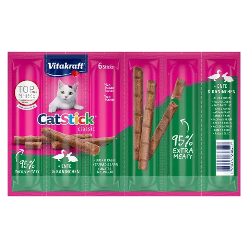 Vitakraft, Vitakraft Cat Katzensnack Stick Ente & Kaninchen 6 Stück