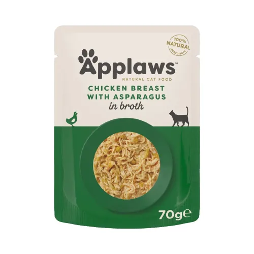 Applaws Katzenfutter Super-Sparpaket 96 x 70 g im Pouch - Hühnerbrust mit Spargel