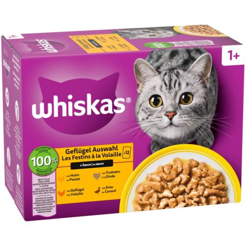whiskas, Whiskas Multipack 1+ Geflügel Auswahl in Sauce 12 x 85g