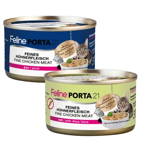Porta 21, Feline Porta 21 Katzenfutter Sparpaket 48 x 90 g - Hühnerfleisch mit Aloe