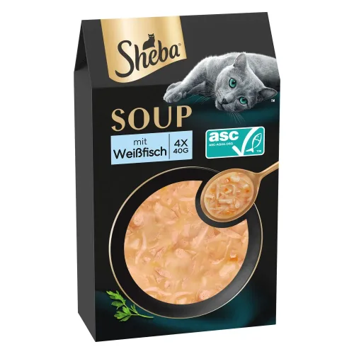 SHEBA, Sparpaket 40 x 40 g Multipack Sheba Classic Soup Frischebeutel - mit Weissfisch