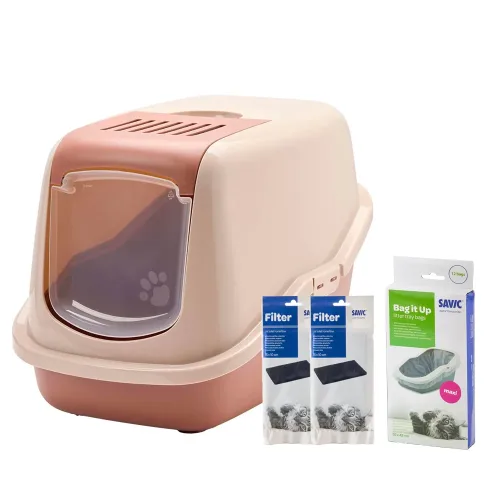 Savic, Savic Katzentoilette Nestor - champagner rosa / toskana rot