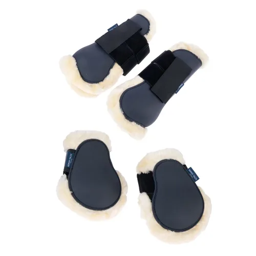 Nomad Tales, Nomad Tales Set aus Streichkappen & Gamaschen mit Kunstfell, marineblau - Gamaschen für Pony, 2er Set