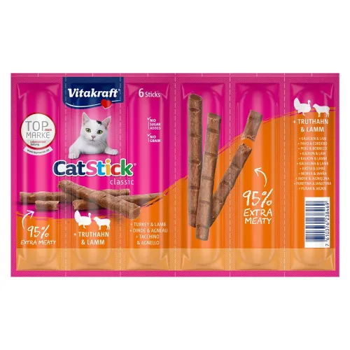 Vitakraft, Vitakraft Cat Katzensnack Stick Truthahn & Lamm 6 Stück