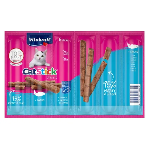 Vitakraft, Vitakraft Cat Katzensnack Stick Lachs MSC 6 Stück