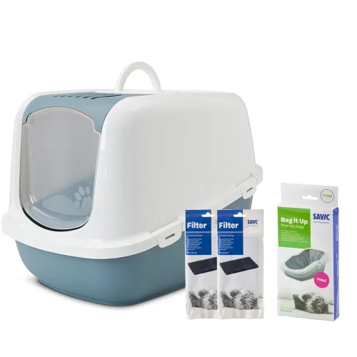 Savic, Savic Katzentoilette Nestor Jumbo - blaustein / weiss