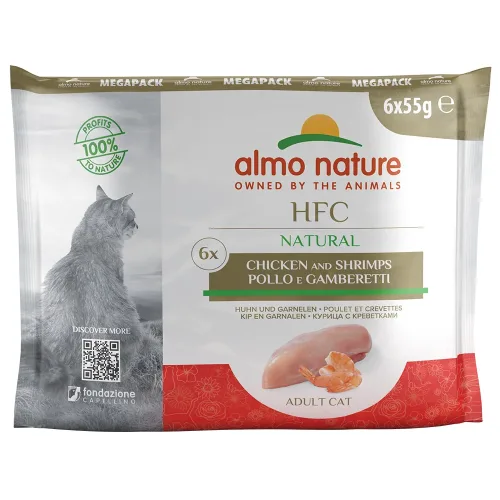 almo nature, Almo Nature HFC Mega Pack Huhn und Garnelen natural, Nassfutter für Katzen (6x55g)