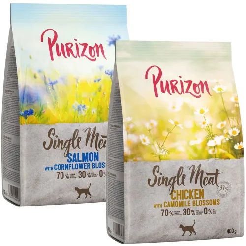 Purizon, Probiermix Purizon 2 x 400 g - Single Meat Mix: Pute mit Heidekrautblüten + Lachs mit Kornblumenblüten