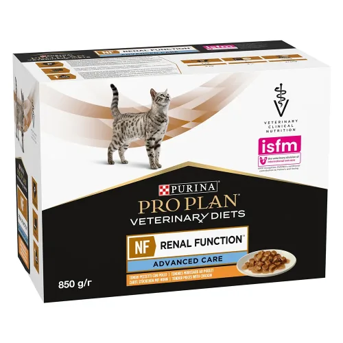 PURINA, Purina Pro Plan Veterinary Diets NF Cat Huhn, 10 Beutel à 85 g