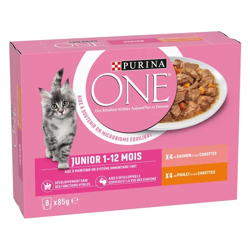 Purina One, PURINA ONE Junior 8 x 85 g - Huhn & Lachs