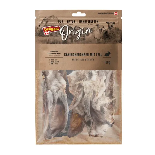 DeliBest, Delibest Orig.Kaninchenohren m.Fell 100g