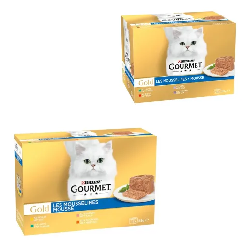 Gourmet, Jumbopack Gourmet Gold Feine Pastete 96 x 85 g - Mix (Kaninchen, Huhn, Lachs, Nieren)
