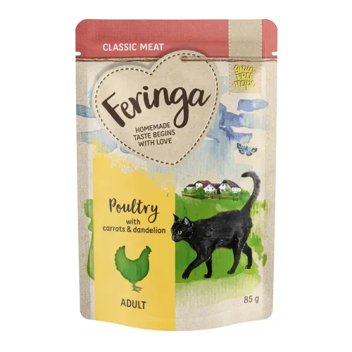 Feringa, Feringa Classic Meat Menü Pouch 12 x 85 g - Geflügel mit Möhrchen