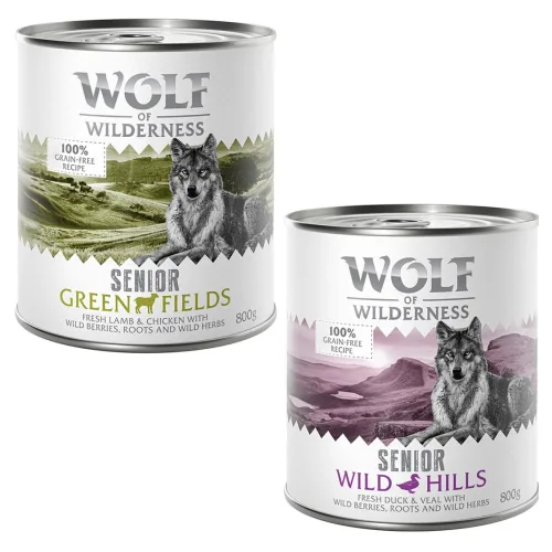 Wolf of Wilderness, Wolf of Wilderness Senior - Duo-Protein 6 x 800 g - Wild Hills - Ente & Kalb