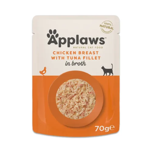 Applaws, Applaws Hühnerbrust mit Thunfisch in Brühe, Nassfutter für Katzen (70g)