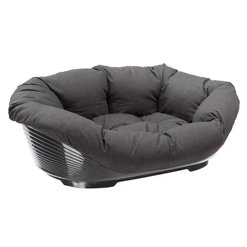Set aus Ferplast Korb Siesta Deluxe  mit Überzug Sofà - Anthrazit - Grösse 12: L 114 x B 83 x H 37 cm