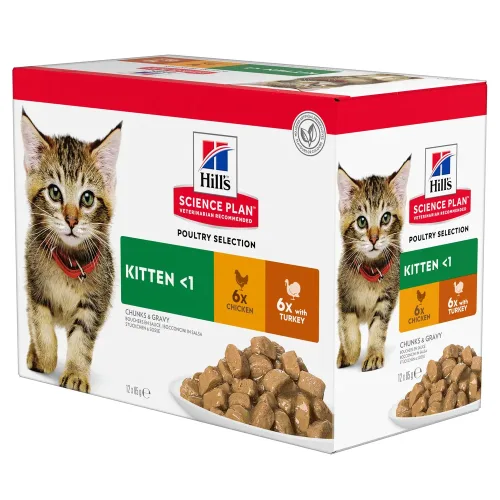 Hills, Hill's Science Plan Kitten Multipack Truthahn und Huhn 12x85 g
