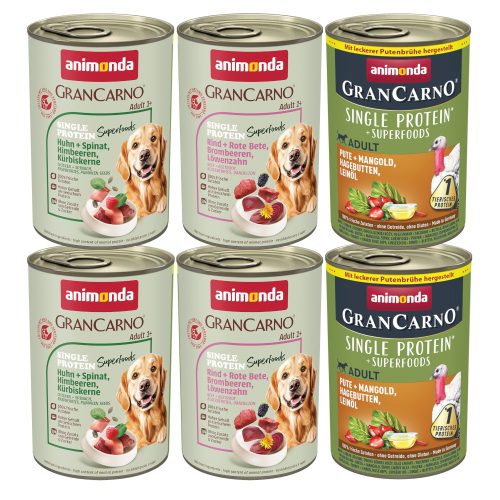 Animonda, animonda GranCarno Superfoods Nassfutter Hund Adult, Mixpaket 6x400 g