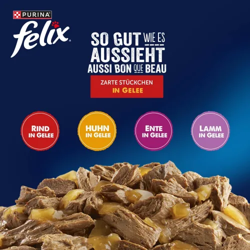 Felix, Felix Nassfutter Katze in Gelee 44x85 g Gemischte Vielfalt