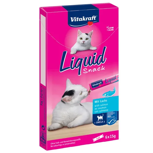 Vitakraft Cat Liquid-Snack mit Lachs + Omega 3 - 48 x 15 g