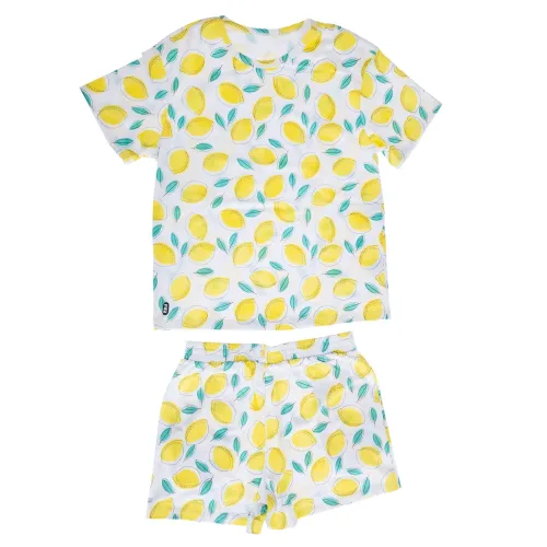 TIAKI, TIAKI Pet & Parent Pyjama im Partnerlook, Zitrone - Pyjama für Hundeeltern Größe S + passendes Hundeshirt Rückenlänge 40 cm