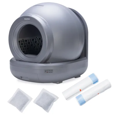 beeztees Automatische Katzentoilette Moeza - Startset: Katzentoilette + 10 Katzenstreubeutel + 12 Filter