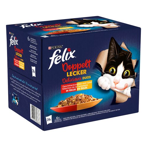 Felix, Felix Doppelt Lecker Nassfutter Katze, Adult, Geschmacksvielfalt vom Land 24x85 g