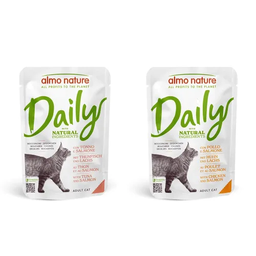 almo nature, Almo Nature Daily mit Thunfisch und Lachs, Nassfutter für Katzen (70g)