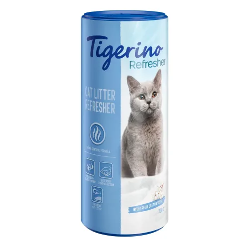 Tigerino Refresher Naturton-Deodorant für Katzenstreu ? 3 Duftvarianten - Baumwollblütenduft 2 x 700 g