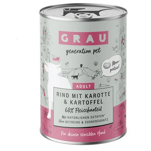 Sparpaket GRAU 12 x 400 g - Rind mit Karotte & Kartoffel