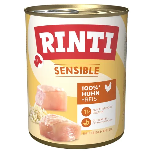 Rinti, Rinti Sensible Huhn und Reis, Nassfutter für Hunde (800g)