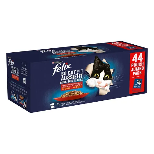 Felix, Felix Nassfutter Katze in Gelee 44x85 g Geschmacksvielfalt vom Land