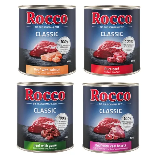 Rocco, Sparpaket Rocco Classic 24 x 800 g - Rind mit Kalbsherzen