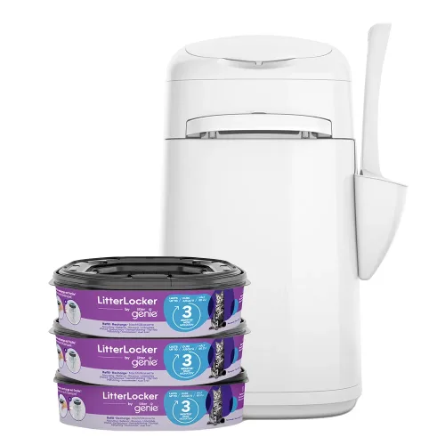 LitterLocker® Genie Katzenstreu-Entsorgungseimer, weiss - Sparset: LitterLocker®, weiss + 3 Nachfüllkassetten