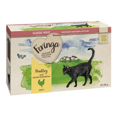 Feringa Classic Meat Menü Pouch 12 x 85 g - Geflügel mit Möhrchen
