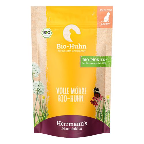 Herrmann's Manufaktur, Herrmann's Bio-Huhn Kamut und Karotte, Nassfutter für Katzen (100g)