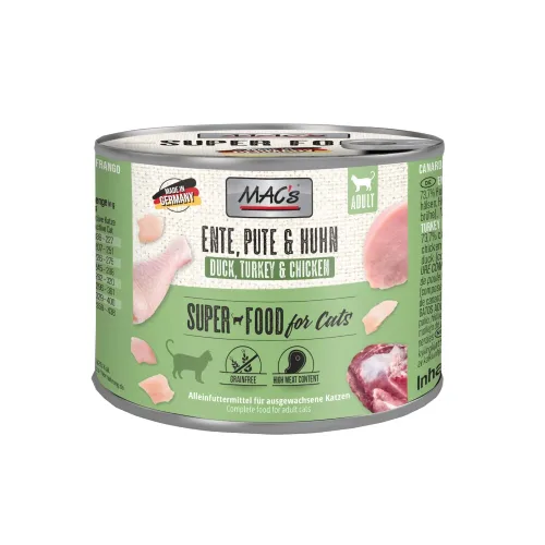Sparpaket MAC´s Cat 12 x 200 g - Ente, Pute & Huhn