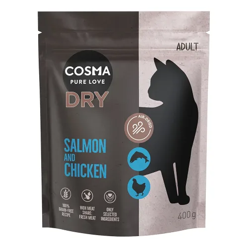 Cosma, Kombi-Paket: Cosma Air-Dried Trockenfutter - Ente & Huhn (400 g) + Lachs & Huhn (400 g)