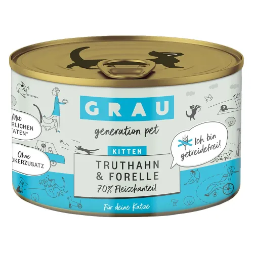 Grau, Sparpaket GRAU Kitten Getreidefrei 12 x 200 g - Truthahn & Forelle